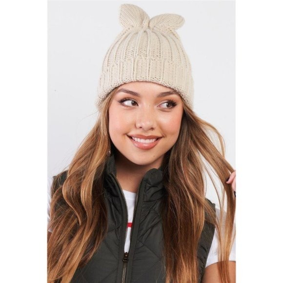 Accessories - Bunny Ear Detail Beanie Cap